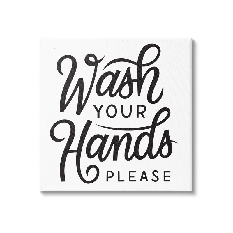 «Wash Hands S'il Vous Plaît», signe de la salle de bain par Jalynn Heerdt - impression, L 17 po x H 17 po