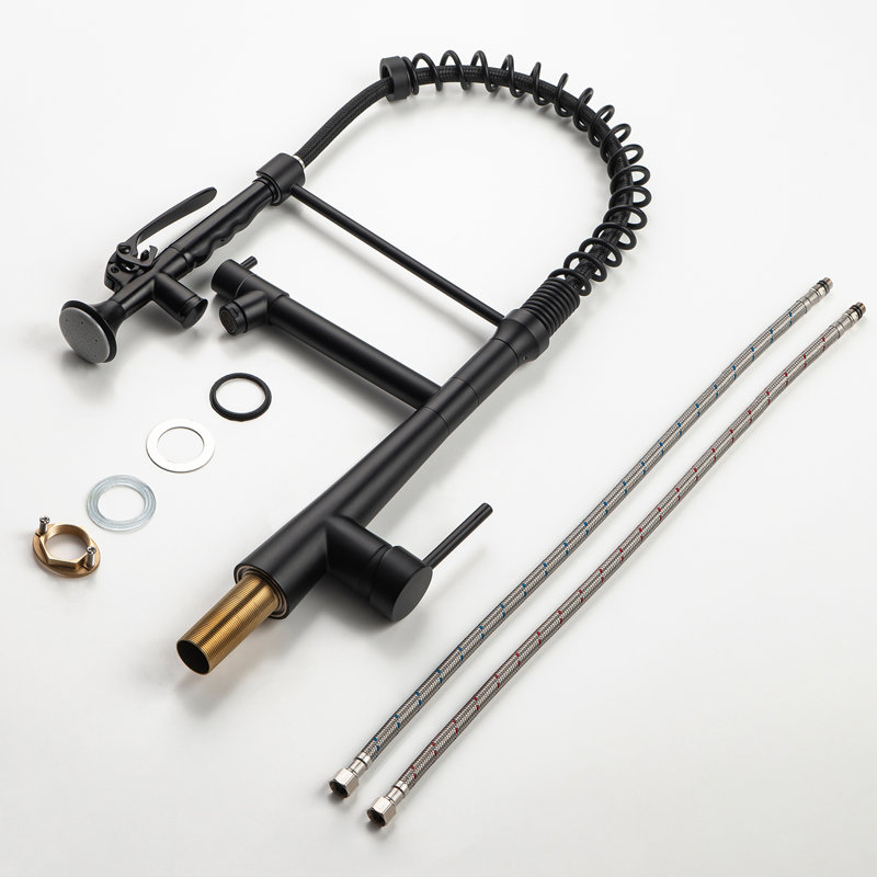 Heavy-Duty Matte Black High Arc Pull-Down Commercial Kitchen Faucet