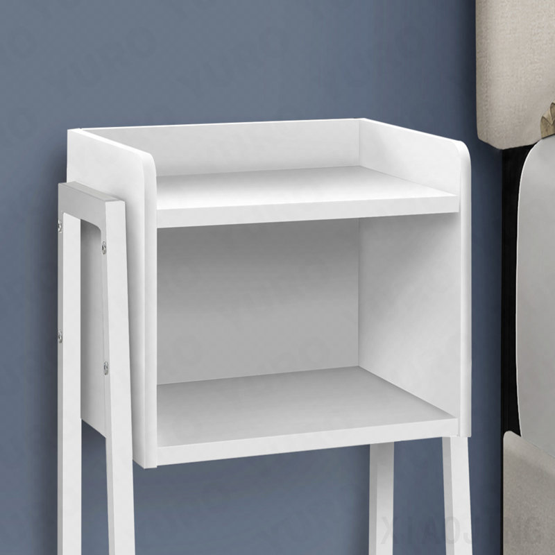 Table de bout moderne en stratifié blanc et métal blanc, 23.25" H x 18.5" W x 11.75" D