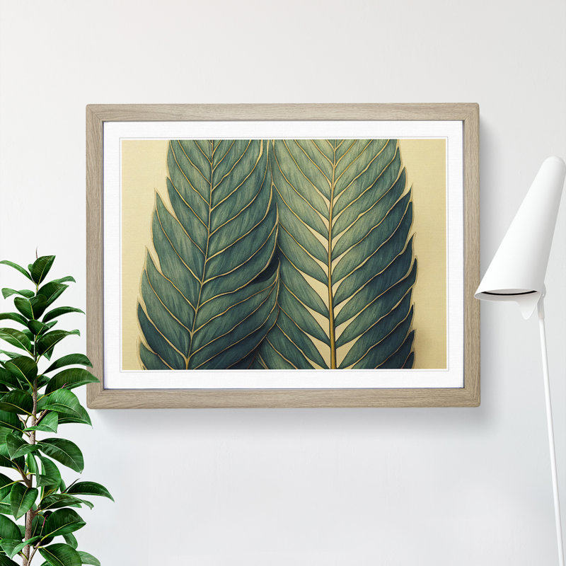 XH1022-10307X Wonderful Fern Leaf - Single Picture Frame Print, 34cm H x 46cm W, Oak 