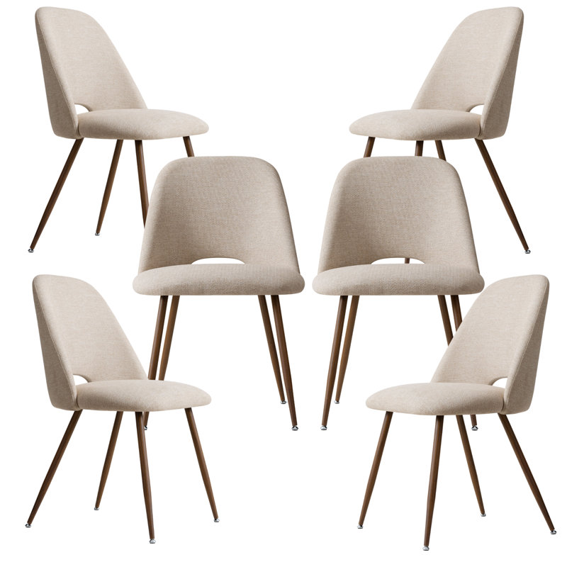 Ensemble de 6 chaises de salle à manger avec dossier ajouré beige, 6, Beige