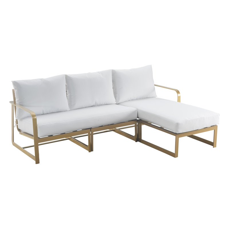 Elle Decor Mirabelle Outdoor Sectional Sofa, Gold