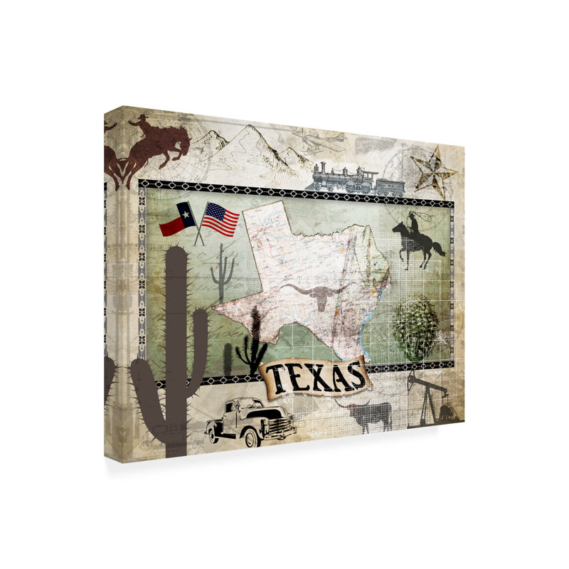 Lightboxournal, art rétro sur toile «Texas», H 18 po x l 24 po x P 2 po