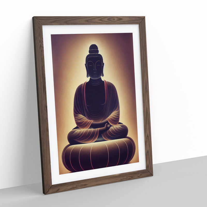Impressive Buddha - Single Picture Frame Print, Brown, 64cm H x 46cm W