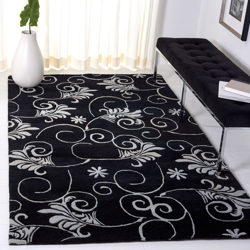 Tapis floral en laine touffeté à la main Avayah Soho, Rectangle 7 pi 6 po x 9 pi 6 po