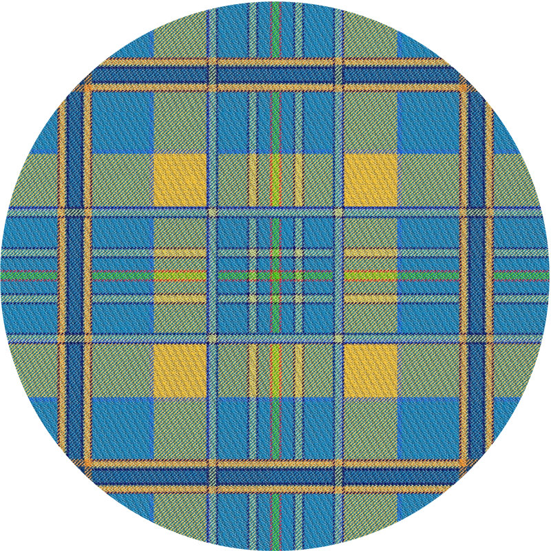 Tapis à motifs jaune / bleu, Rond 5 pi