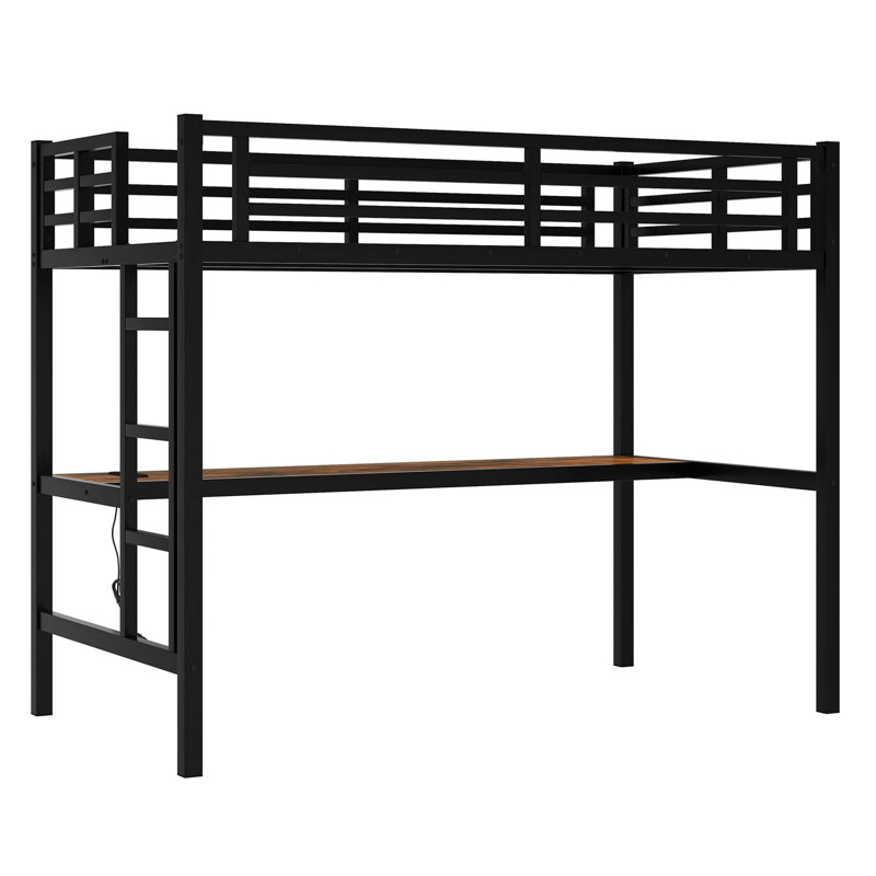 Lit mezzanine en métal avec prise de courant et éclairage à DEL, peu encombrant, réduit le bruit, Simple très long