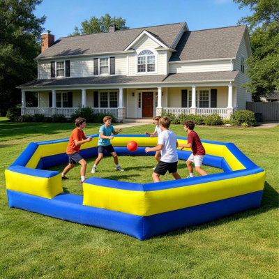 20FT Inflatable Gaga Ball Pit with Built-in Fan, Large Portable Gaga ball Court for Outdoor Play Arena (Balls excluded)