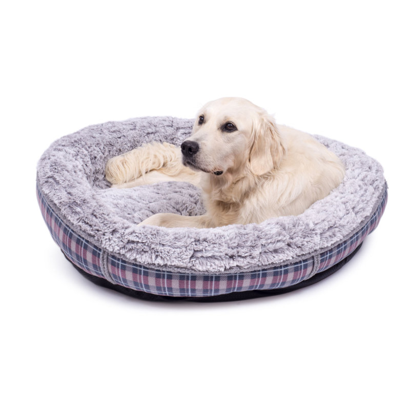 Striped Orthopedic Fleece Pet Bed, Large (75cm W x 75cm D x 13cm H)