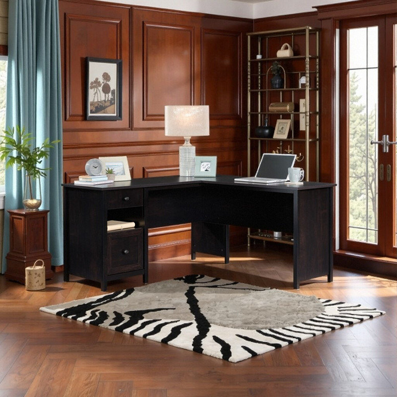 Bureau en coin 61,26 "en L avec tiroir-classeur, bureau d'ordinateur avec rangement