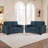 Upholstered Navy Corduroy Tufted Convertible Pull-Out  Multi-Functional Sleeper Sofa Bed - Adjustable Backrest With 2 Soft Pillows, USB Outlet and  Cup Holder (Set of 2)-1625263590