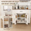 Îlot de cuisine 46 po avec rangement Prise de courant | Bar de petit-déjeuner de style campagne moderne mobile | Blanc | Plateau en bois aggloméré