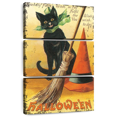 Chat nostalgique avec balai Lelend Halloween