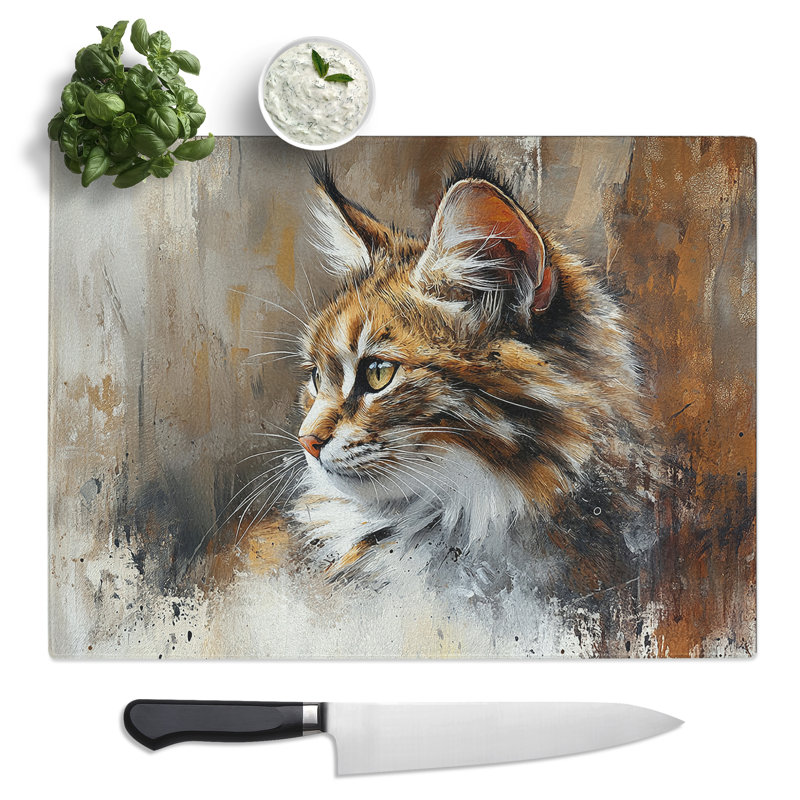 Cute Cat  Glass Chopping Board