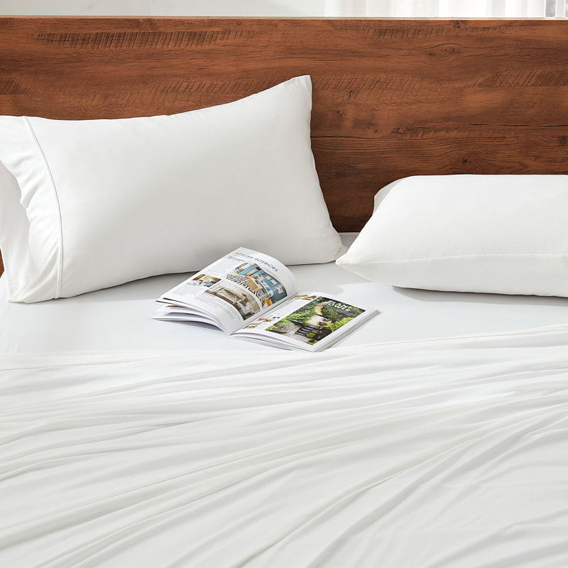 Solid Jersey Knit Sheet Set, Queen Sheet Set with  4 additional pieces, White