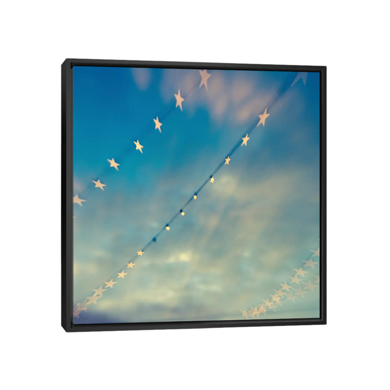 « bokeh étoiles ii », impression sur toile, H 18 po x l 18 po x P 1,5 po, Toile avec cadre noir, Pas de tapis