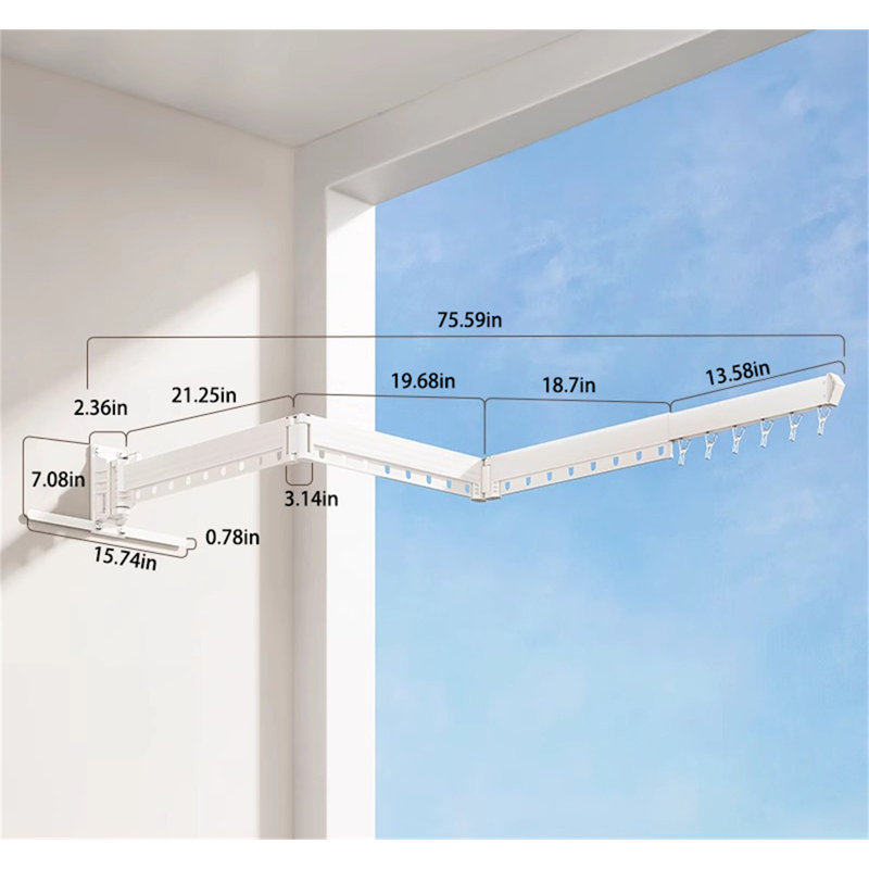 Portant à vêtements compact rétractable Aerowing, Rose