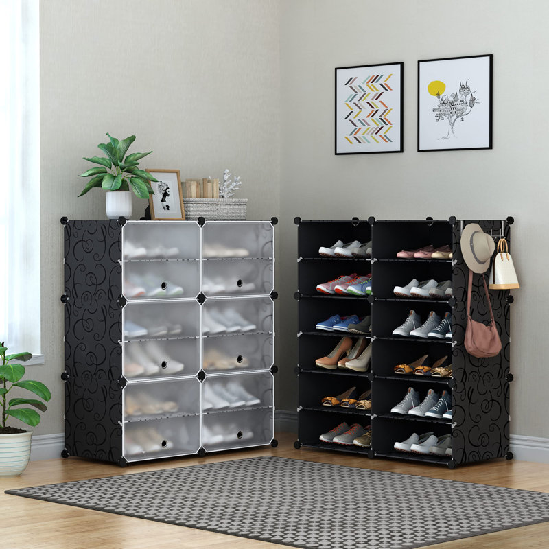 24 Pair Shoe Storage Cabinet, Black