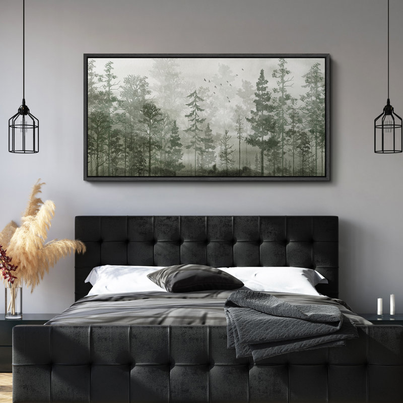 «Abstract Green Forest Trees Relax Calm», très grande impression sur toile encadrée, H 30 po x l 60 po