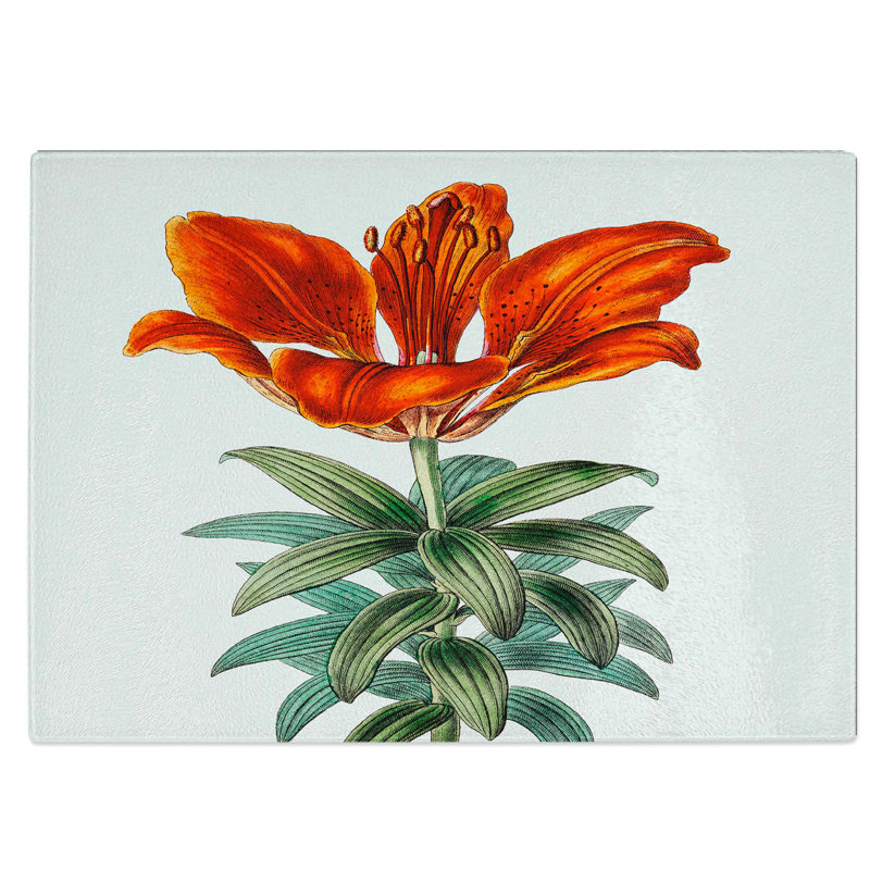 Tempered Glass Blooming Lily Chopping Board, 39 cm W x 28.5 cm L