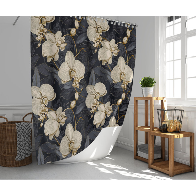 Floral and Abstract Shower Curtain, 72" H x 70" W