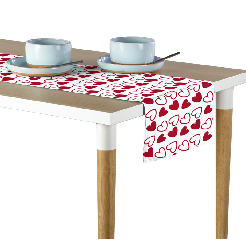 Euler Geometric Valentine's Day Table Runner, 108" L x 14" W