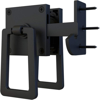 Self Locking Gate Latch, Heavy Duty Double Side Gate Latches Black for Outdoor Fence, Wooden Gates