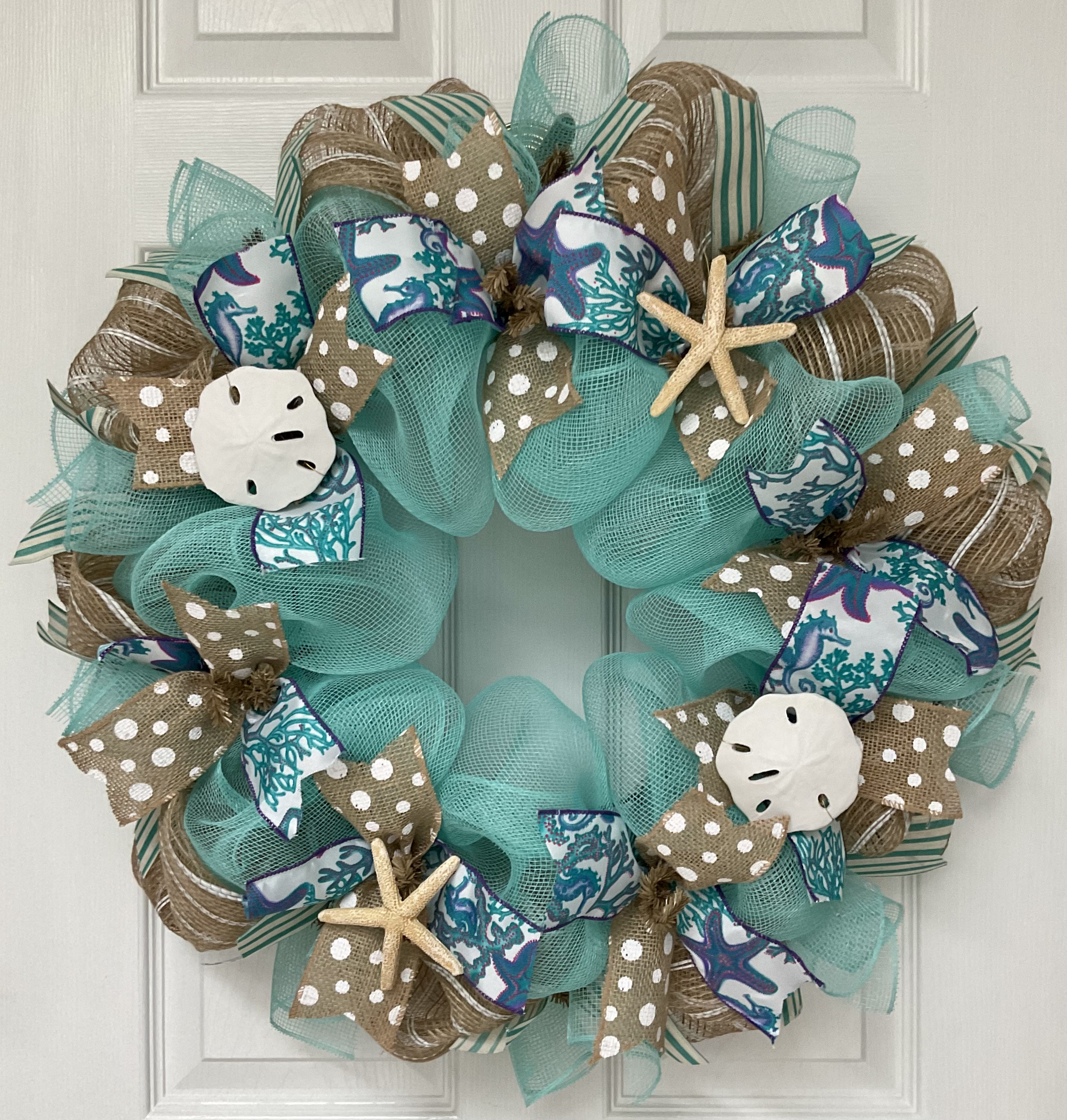 Rosecliff Heights Coastal Ribbon Wreath Starfish and Sand Dollars & Reviews | Wayfair