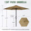  Parasol d'extérieur 7,5 pi, parasol de patio et manivelle à bouton-poussoir en métal 7,5 pi-1169962814