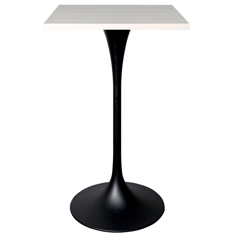 Travis 24" Square Bar Height Table With MDF Top And Stainless Steel Pedestal Base - Dining Table For Modern Home And Kitchen