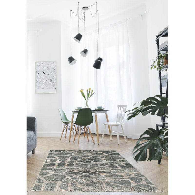 Tapis unique en soie noué à la main gris foncé nouvel âge 5 pi 7 po x 7 pi 8 po