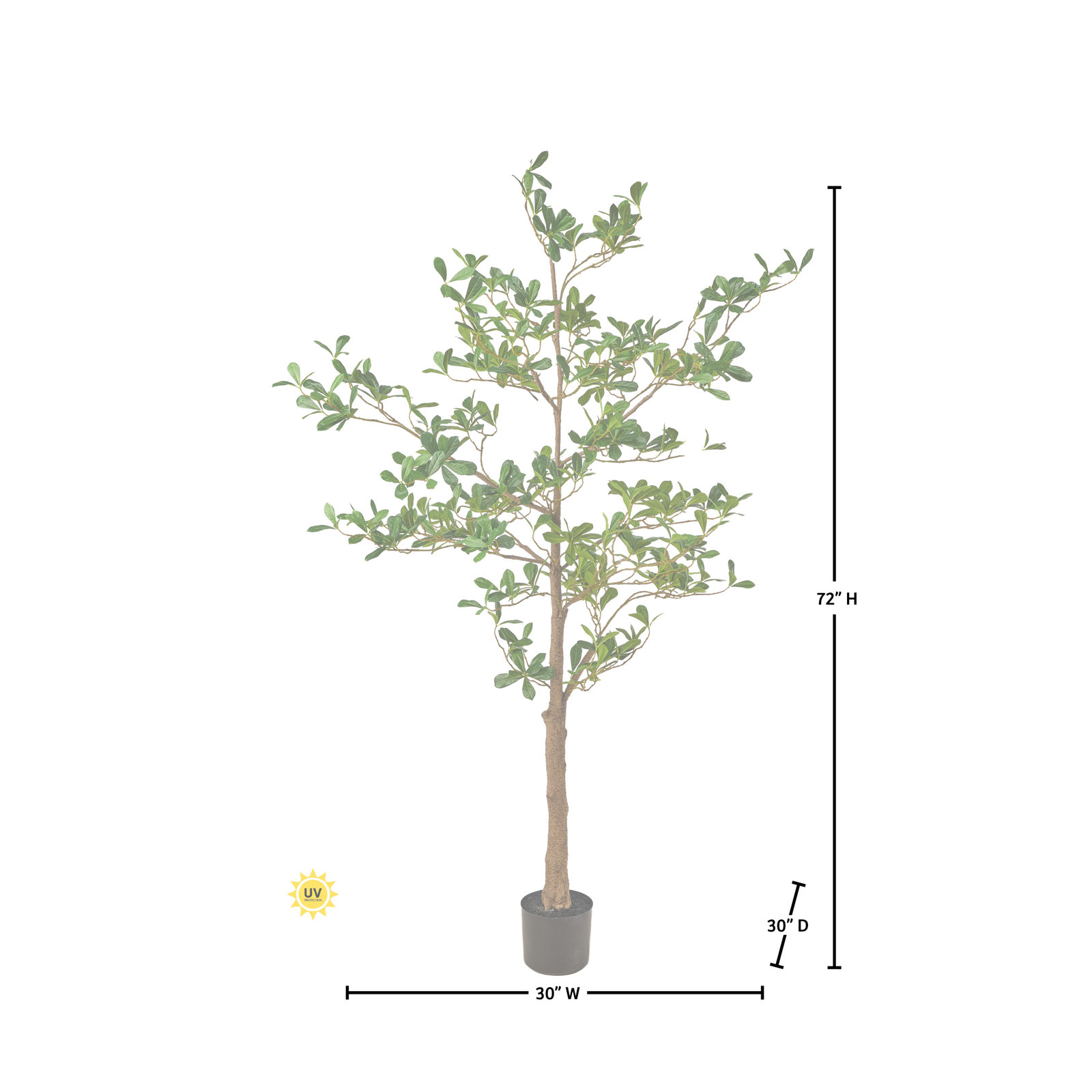6' UV Potted Almond Tree, 72 in x 24 in