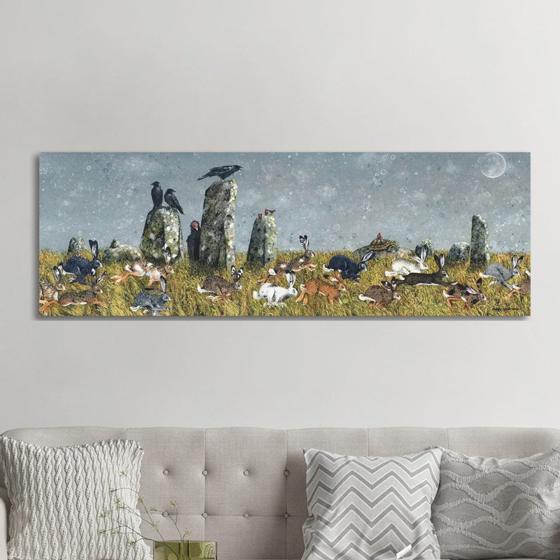 The Running Of The Hares by Maggie Vandewalle - Panoramic Painting on Canvas, Wrapped Canvas