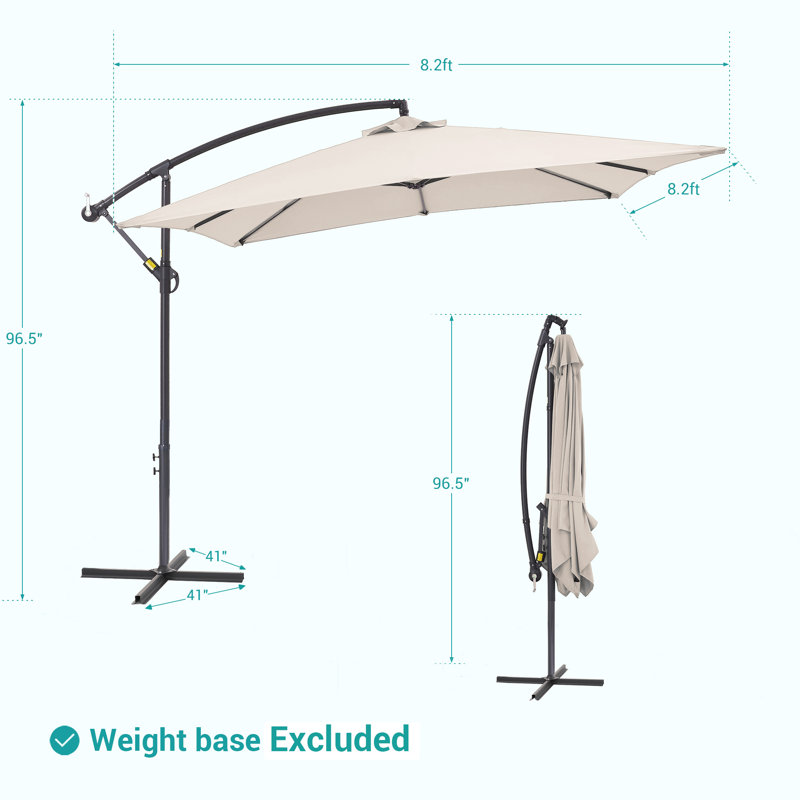 Vincenza 98.4" Cantilever Umbrella with Crank, Beige