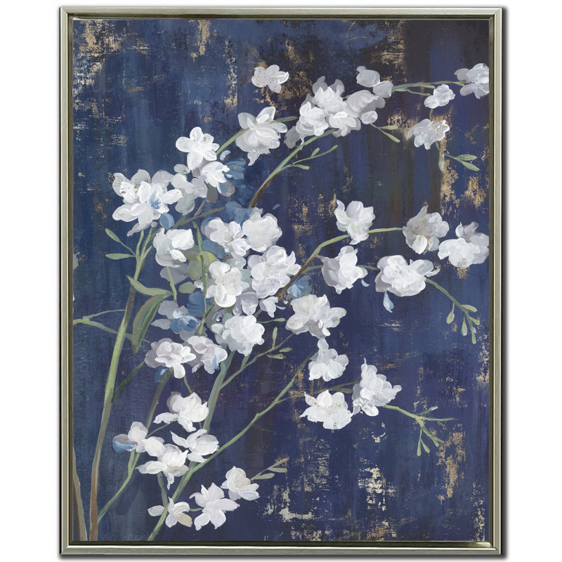 Navy Blossoms II Canvas Wall Art