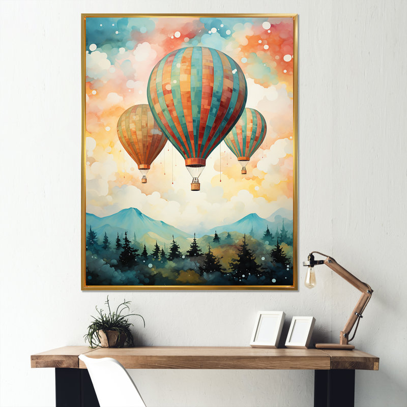 Charme classique en montgolfière II, Cadre flottant doré, H 32 po x l 24 po x P 1 po
