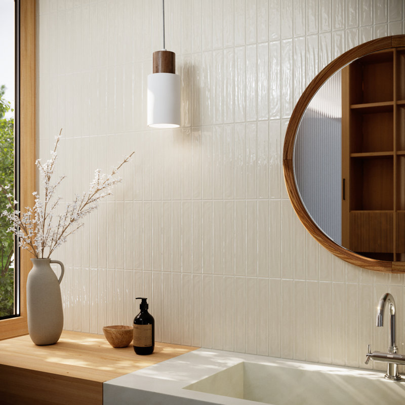 Supreme Tile Nova 1.97 in. X 11.81 in. Polished Ceramic Subway Wall Tile, Khaki Gray