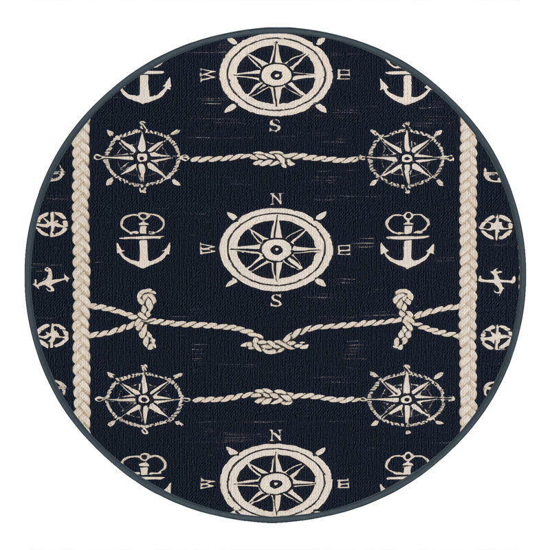  Tapis bord de mer lavable Capitains Quarters Elite, Rond 7 pi