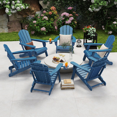 Chaise Adirondack pliante Hdpe pour l'extérieur avec porte-gobelet (ensemble de 6)