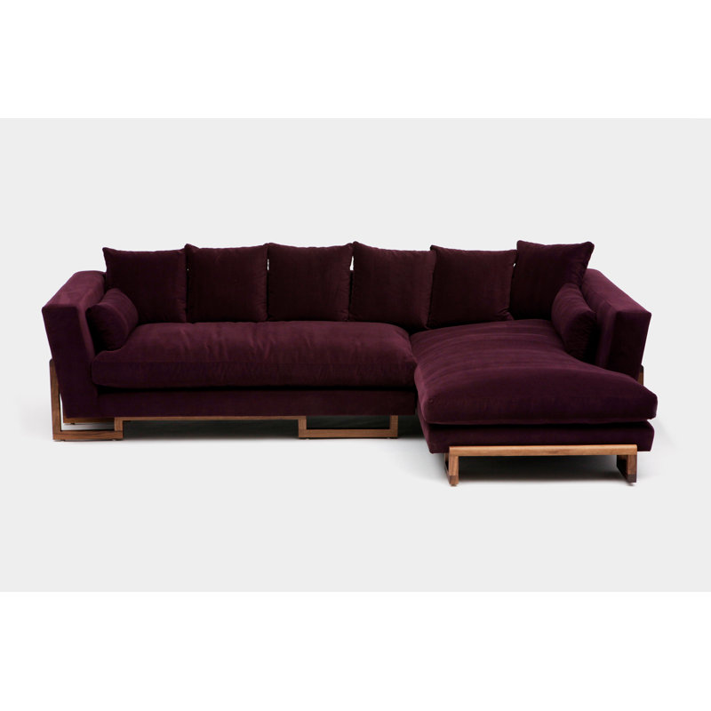 LRG Chaise Sectional, No Trays, Solid Walnut, Eggplant