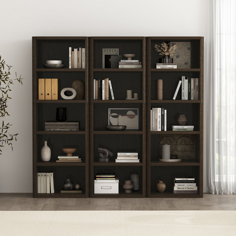Bibliothèque ouverte à 5 tablettes en noyer foncé H 79 "x l 28" Rivington, Noyer foncé