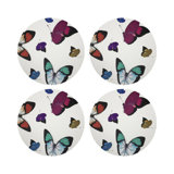 Butterflies Vegan Leather Round Placemats