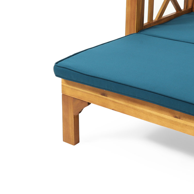 Lit de jour extensible Long Beach, fabriqué avec du bois et de l'eau - Textile Lit de jour rustique, bois, coussin