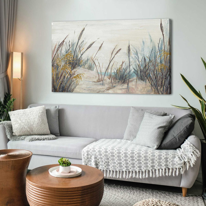 «Tall Beach Grass» par Patricia Pinto - Peinture, Toile tendue, H 28 po x l 48 po x P 1,5 po