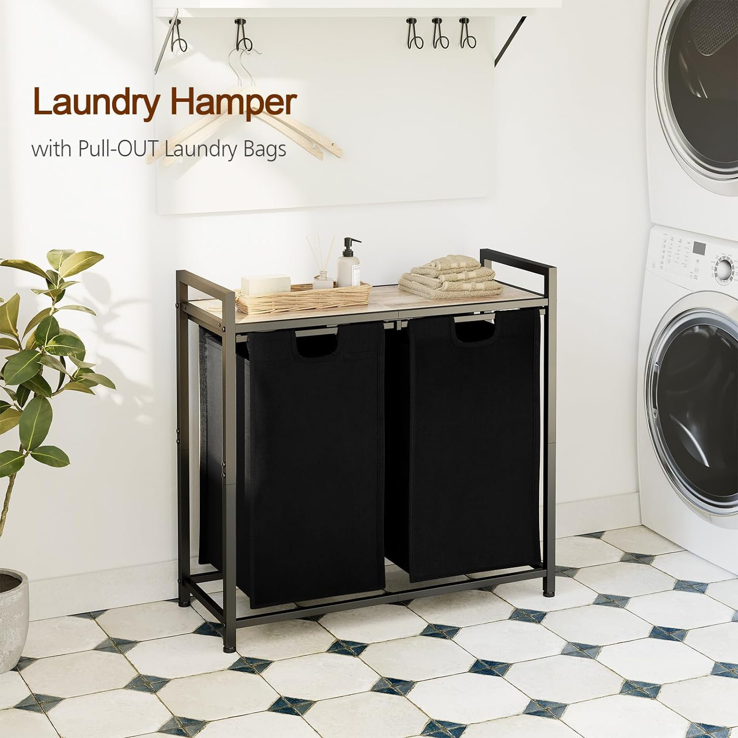 Elaine Mercure Double Laundry Hamper, 2 Section Laundry Basket, Laundry ...