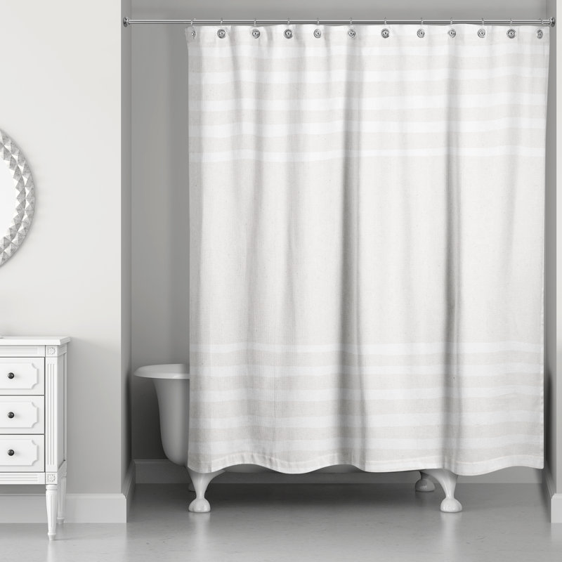 Rideau de douche simple à rayures Treutlen, Blanc