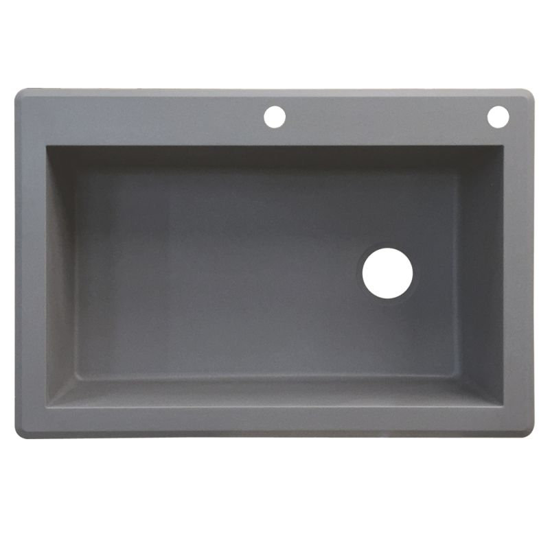 Radius 33'' L Single Bowl Granite Kitchen Sink, Gray, 2 hole
