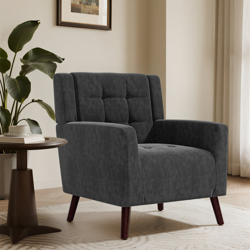 Fauteuil d'appoint avec coussins confortables Seleana, Coton / lin gris lave
