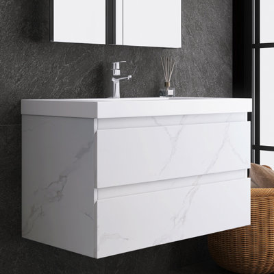 Meuble-lavabo mural simple 36 po avec lavabo en résine