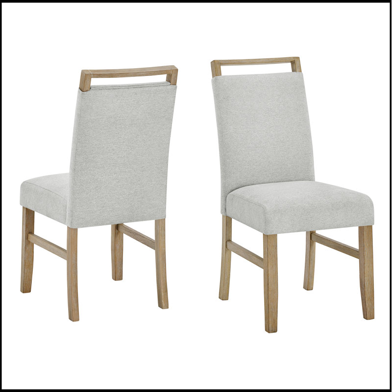 Ensemble de 2 chaises d'appoint Tabitha avec finition en chêne clair et tissu gris clair pour un confort et un style modernes